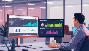 Hình ảnh về dịch vụ proxy với bảng điều khiển trong môi trường làm việc.