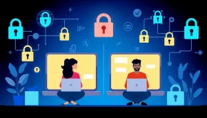 Hình minh họa về giao dịch trực tuyến an toàn với proxy.