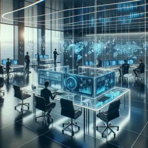 Modern business environment showcasing technology integration.