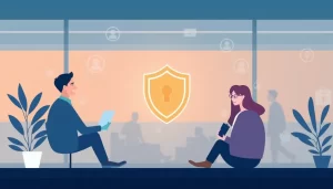 Bối cảnh người dùng trực tuyến an toàn với dịch vụ proxy bảo vệ thông tin.