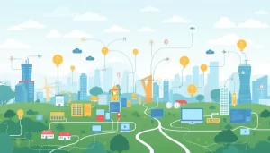 Cảnh quan số hiện đại thể hiện sự kết nối an toàn và tốc độ với IPv6.