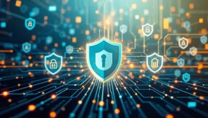 Hình ảnh trừu tượng thể hiện bảo mật internet và hiệu suất.