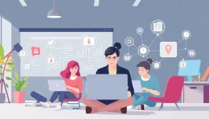 Bức tranh về giáo dục trực tuyến với học sinh và giáo viên, sử dụng công nghệ proxy.