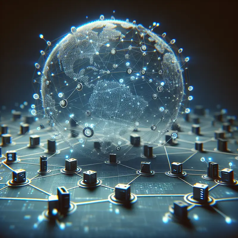 Một biểu tượng trừu tượng về kết nối kỹ thuật số và dịch vụ proxy.