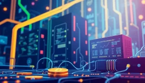 Hình ảnh đại diện cho sự kết hợp giữa công nghệ và tiền ảo.