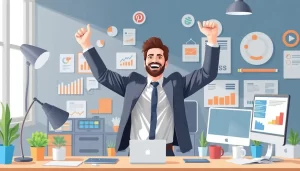 Chuyên gia marketing mừng chiến dịch quảng cáo thành công.