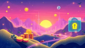 Khung cảnh thanh toán bằng tiền ảo hiện đại và an toàn.