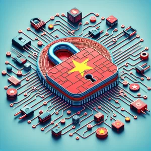 Hình ảnh biểu tượng cho việc sử dụng proxy tại Việt Nam, với hình ảnh ổ khóa và kết nối kỹ thuật số.