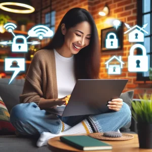 Illustration of a person enjoying fast and secure internet access through Socks5 in Vietnam.