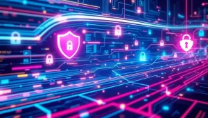 Một khung cảnh kỹ thuật số tượng trưng cho sự an toàn và tốc độ trong việc thuê proxy.