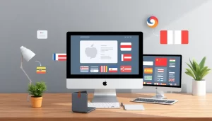 Một thiết kế website đa ngôn ngữ với các phiên bản khác nhau.