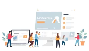 Khách hàng hài lòng tương tác với landing page.