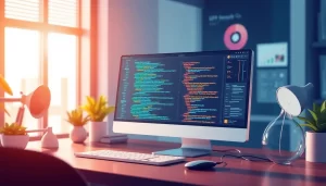 Hình ảnh khái niệm về thiết kế web SPA với các yếu tố hiện đại.