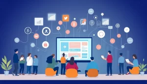 Khái niệm thiết kế web mạng xã hội và sự kết nối giữa người dùng.