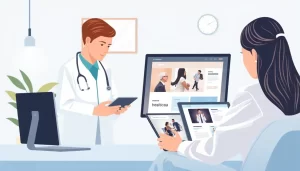 Cover image representing modern healthcare web design and user interaction.