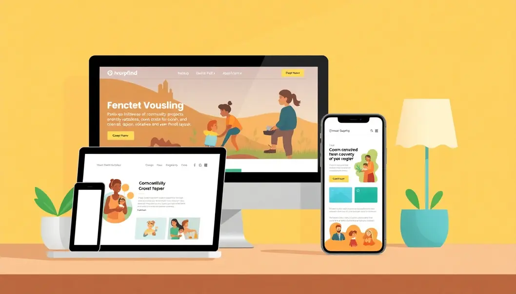 Giao diện website phi lợi nhuận hiển thị trên nhiều thiết bị.