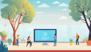 Hình ảnh mô tả một trang web hội đồng với thiết kế hiện đại và chuyên nghiệp.