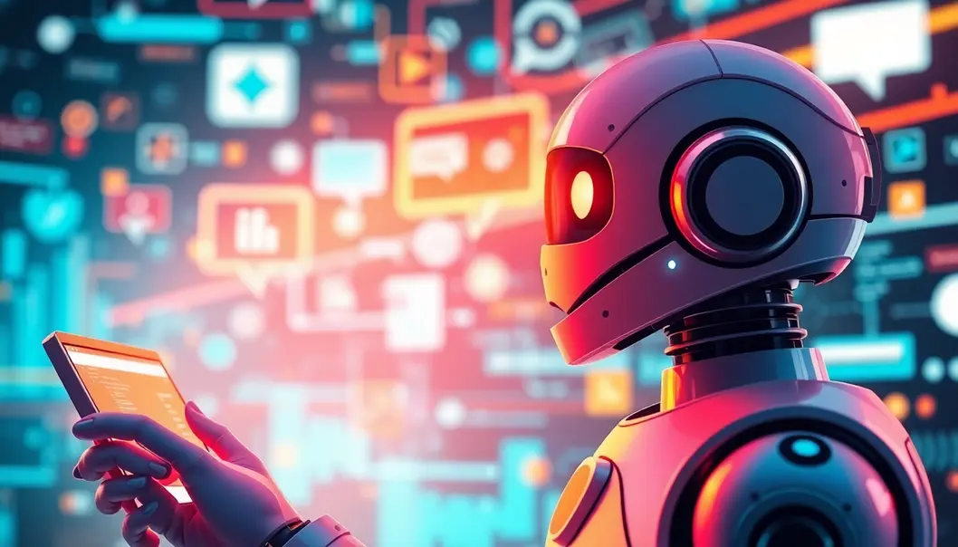 Hình ảnh khái niệm về tương lai công nghệ với chatbot.