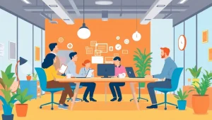 Môi trường làm việc cộng tác trong lĩnh vực quảng cáo số.