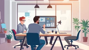 Hình ảnh đội ngũ thiết kế web đa kênh đang làm việc.