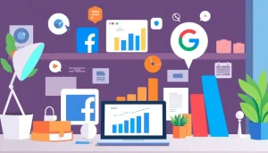 Minh họa chiến lược marketing tích hợp giữa quảng cáo Facebook và Google.