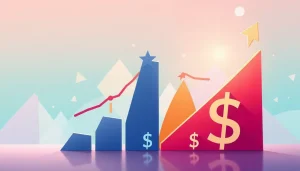 Biểu tượng thành công trong quảng cáo với các biểu đồ tăng trưởng.