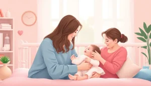 Hình ảnh chủ đề về tình mẹ con thể hiện qua các sản phẩm và hoạt động nuôi dạy bé.