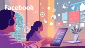 Hình ảnh bìa thể hiện tương lai quảng cáo Facebook với công nghệ hiện đại.